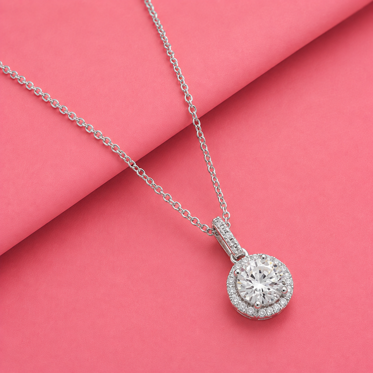 Solitaire Moissanite Pendant in Silver