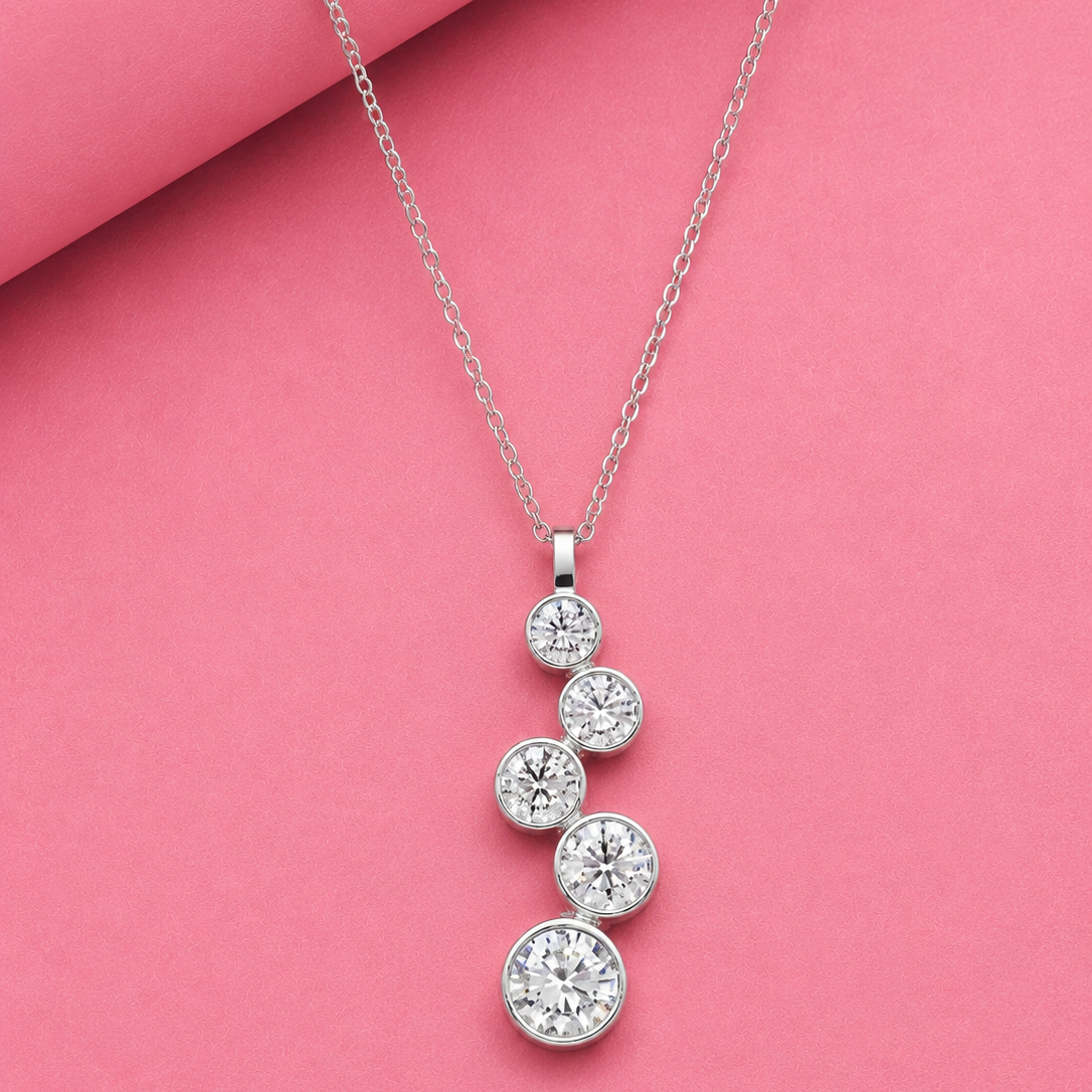 Channel Set Stack Pendant in Sterling SIlver with Moissanite
