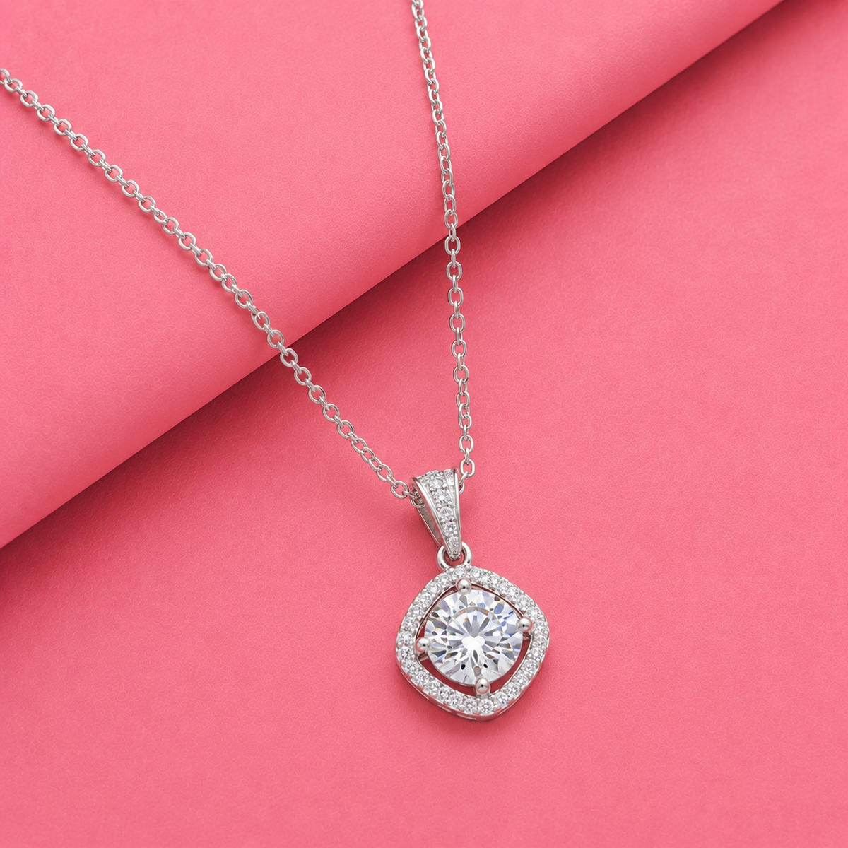 Silver Drizzle Drop Moissanite Pendant in Silver