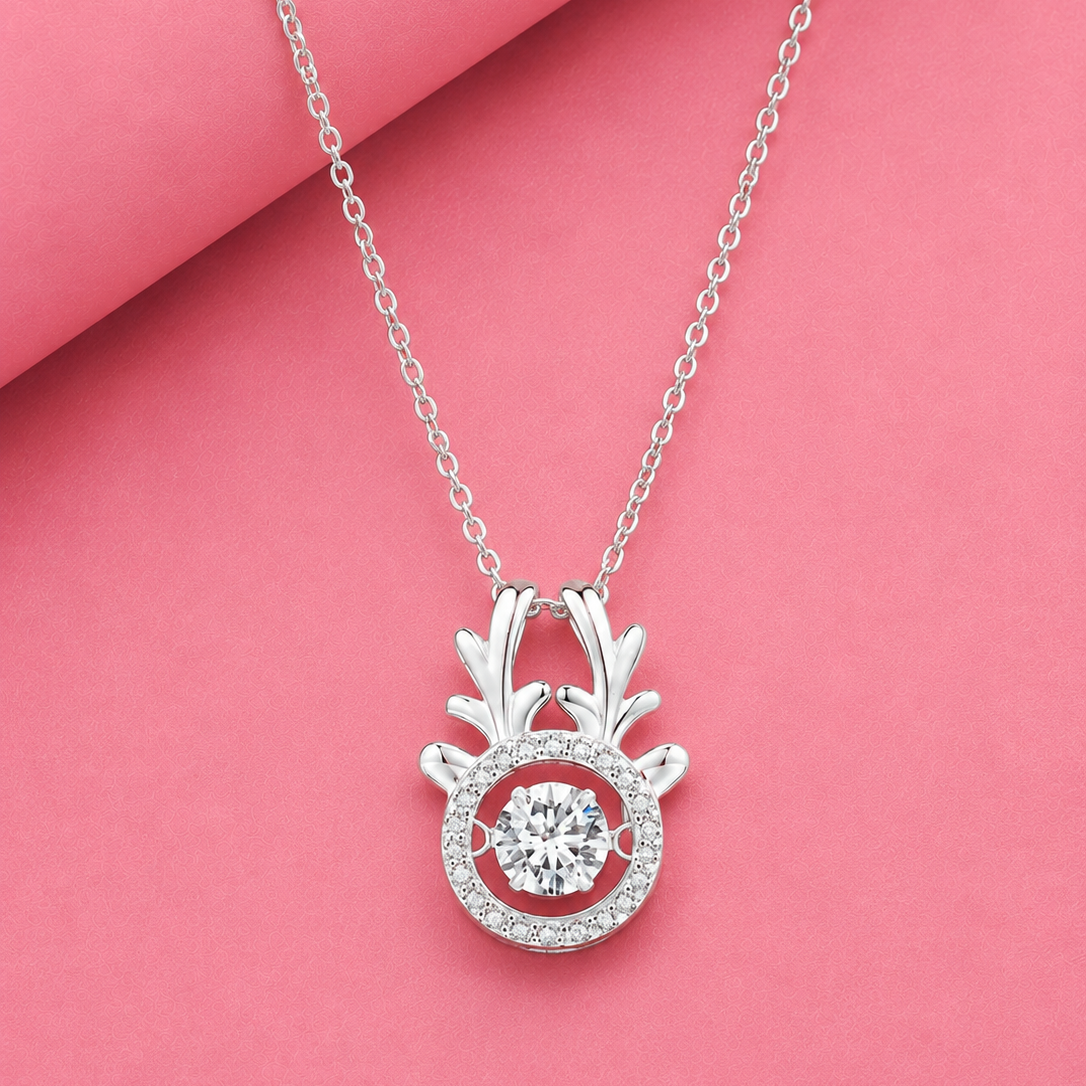Dancing Moissanite Reindeer Moissanite Diamond Pendant / Pendant for Animal Lover