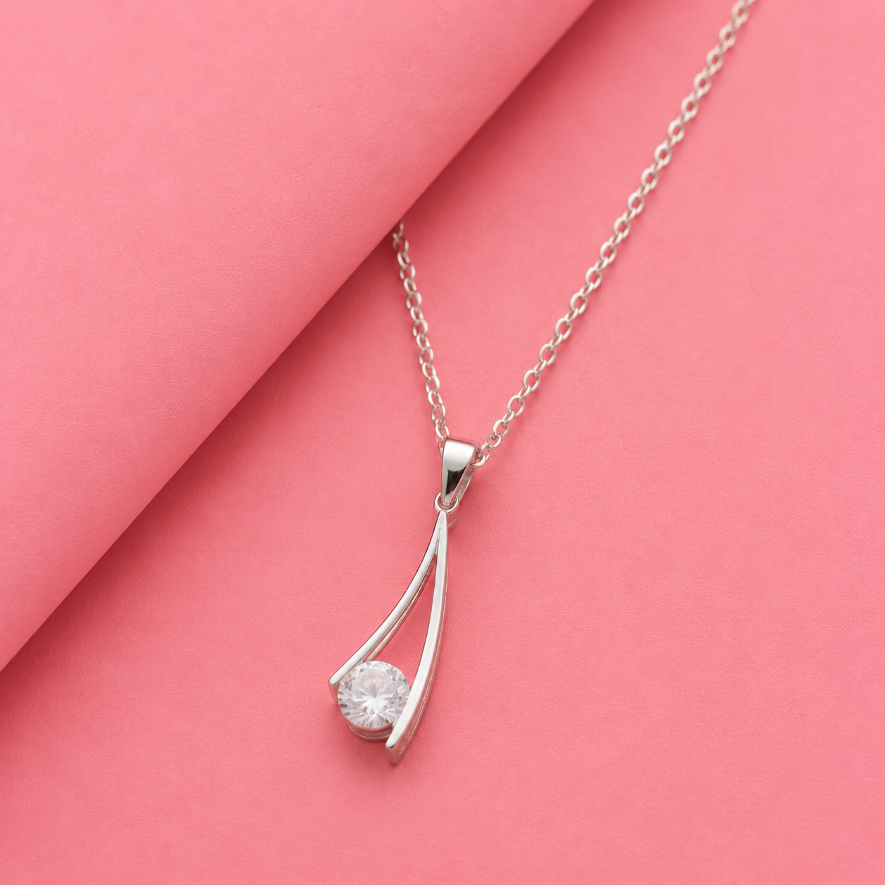 Silver Drop Moissanite Pendant in Sterling Silver