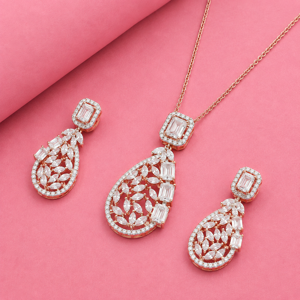 Designer Moissanite Pendant Set for Wedding Jewelry