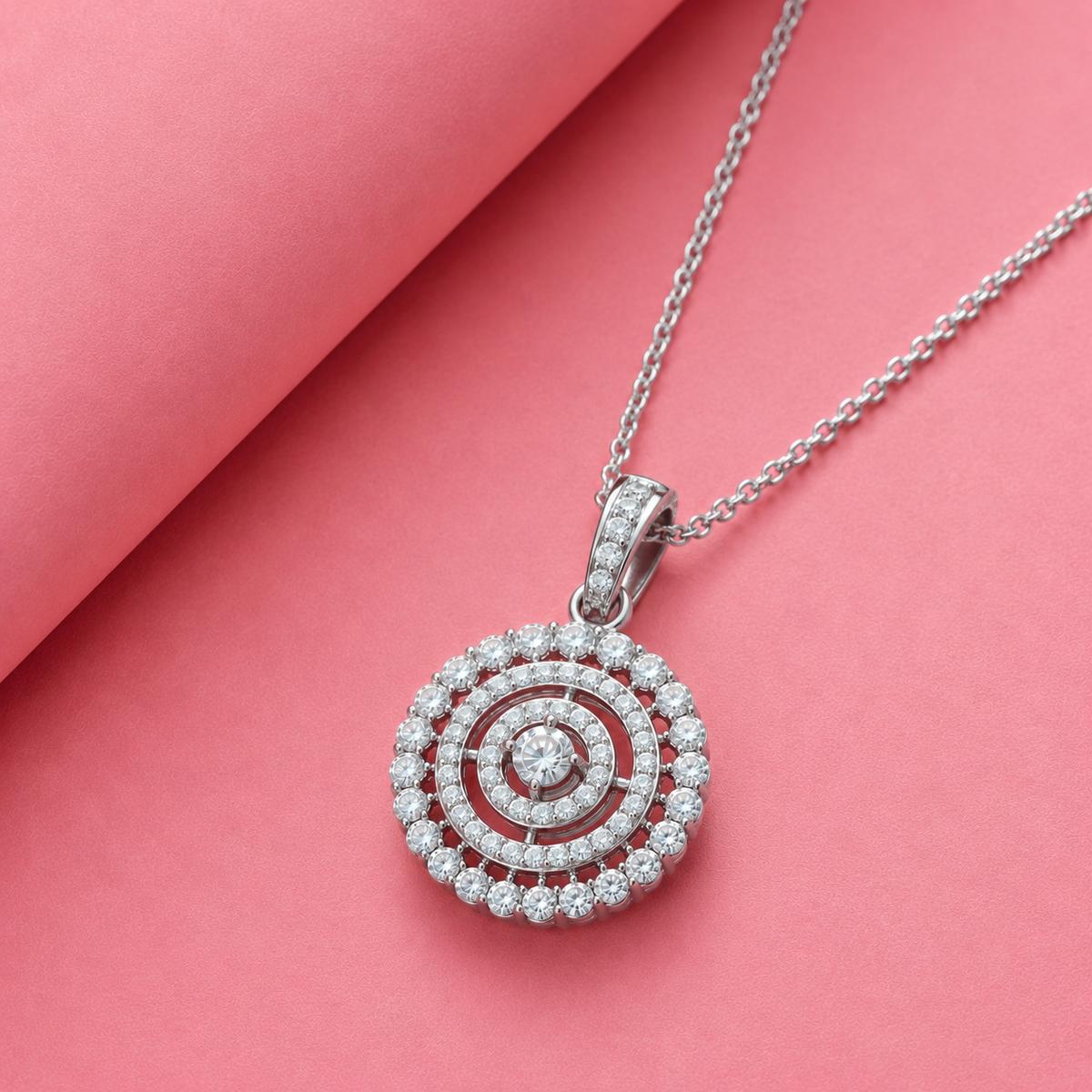 Radiant Relics Pendant with Moissanite in Silver