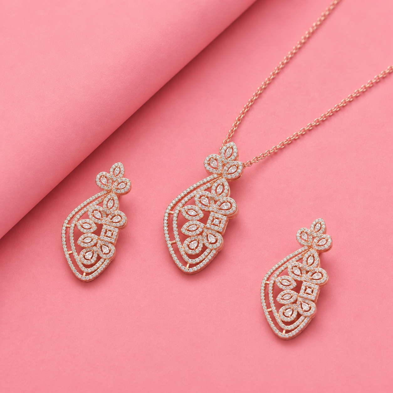 Petal Perfection Sterling Silver Moissanite Pendant Set