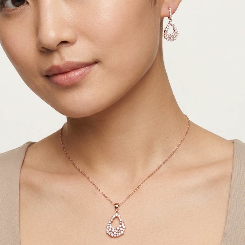 Precious Pear Sterling Silver Moissanite Pendant set