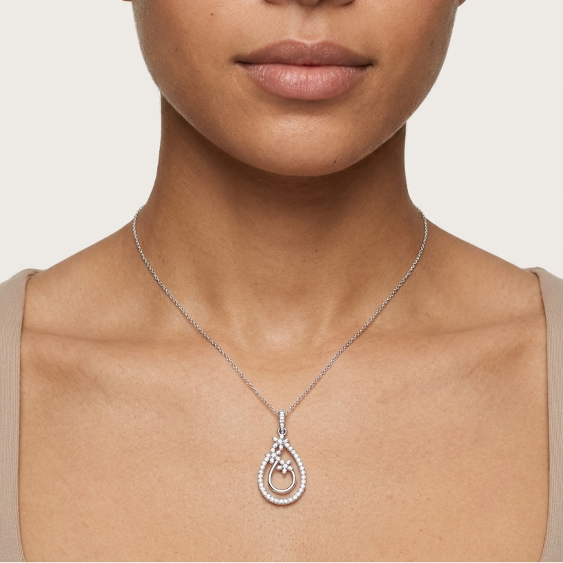 Moissanite Gemstone Glimmers Pendant in Silver