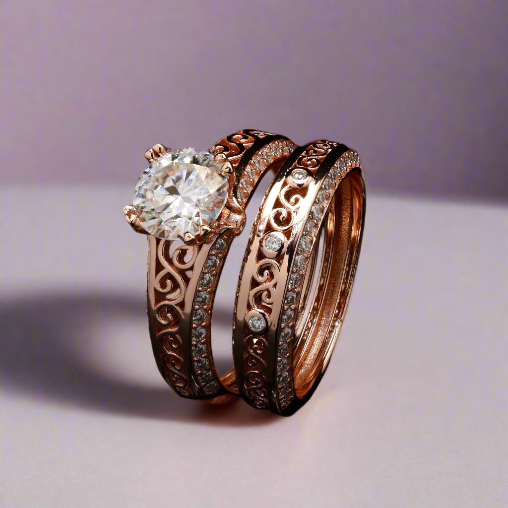 Elegant design Filigree Engagement Ring