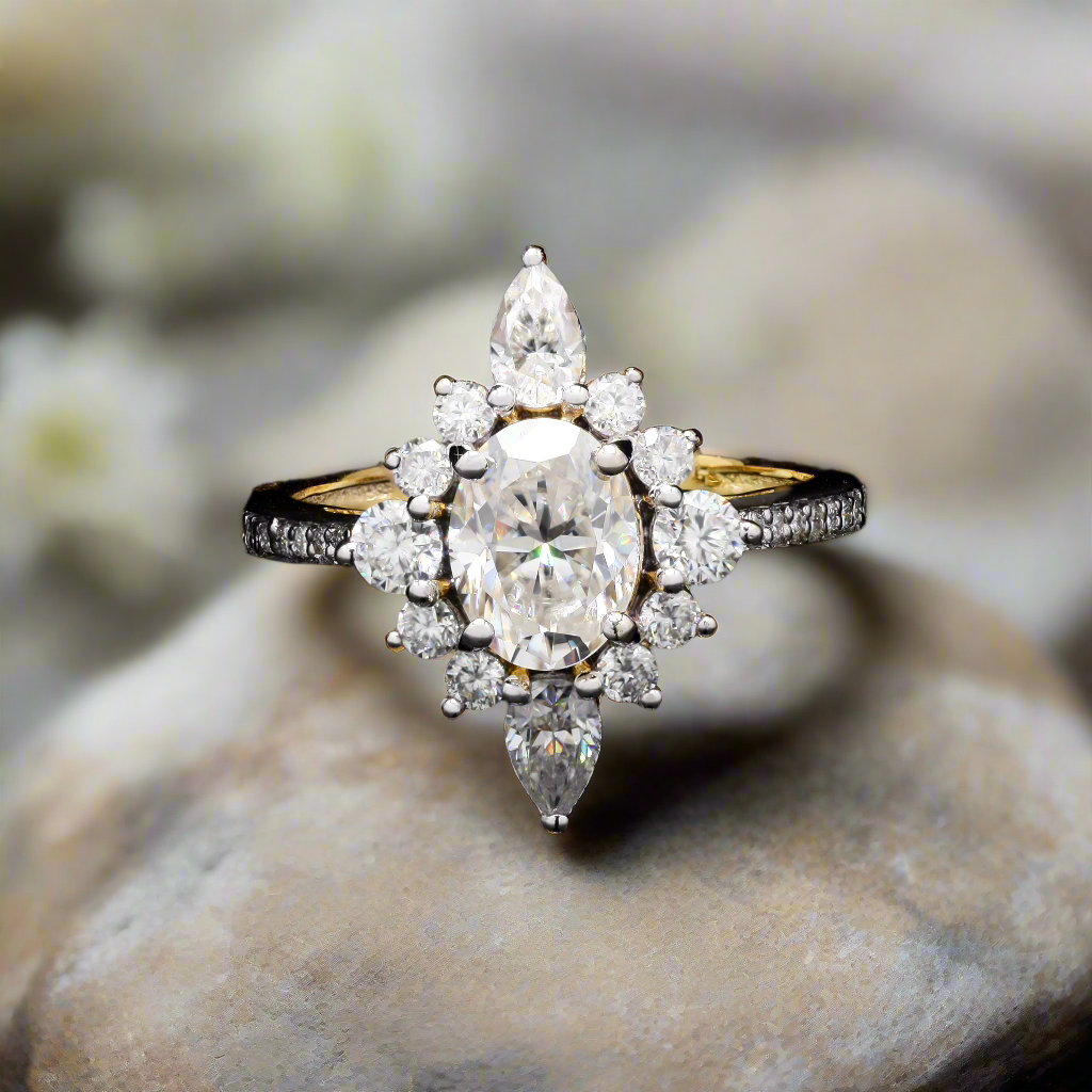 Sunburst Sunflower Engagement Ring