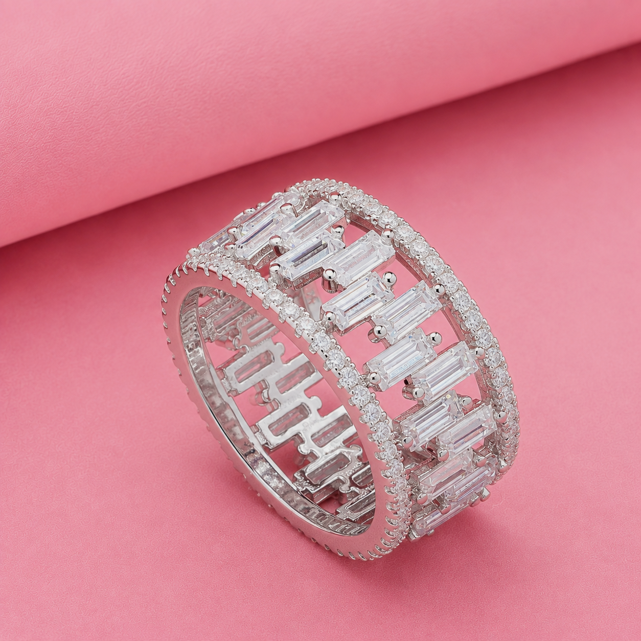 Timeless Moissanite Ring in Sterling Silver for her| Perfect for party
