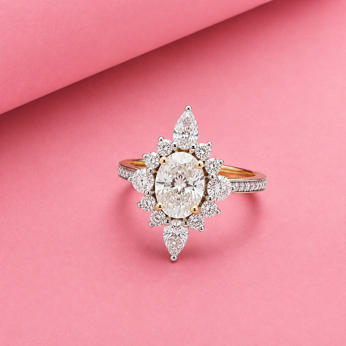 Sunburst Sunflower Engagement Ring with Moissanite in Sterling Silver