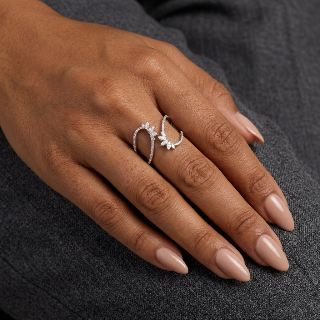 Stackable Moissanite Ring in Sterling Silver Ring| Cocktail Ring