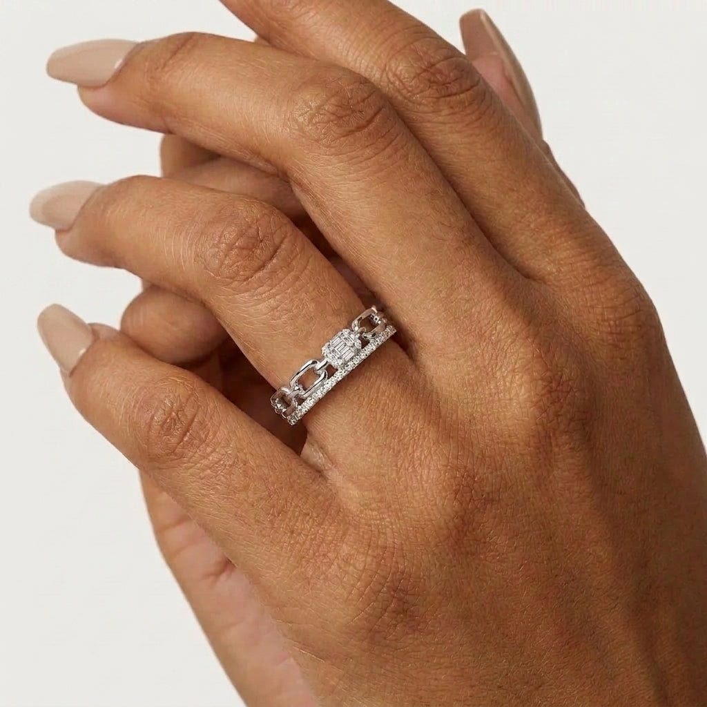 Moissanite with Silver Eterna Ring band for Daily Wear