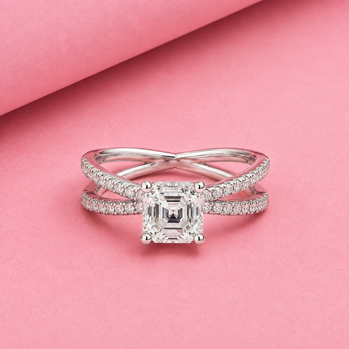 Radiant cut Moissanite Ring in Sterling Silver| Perfect for Daily wear