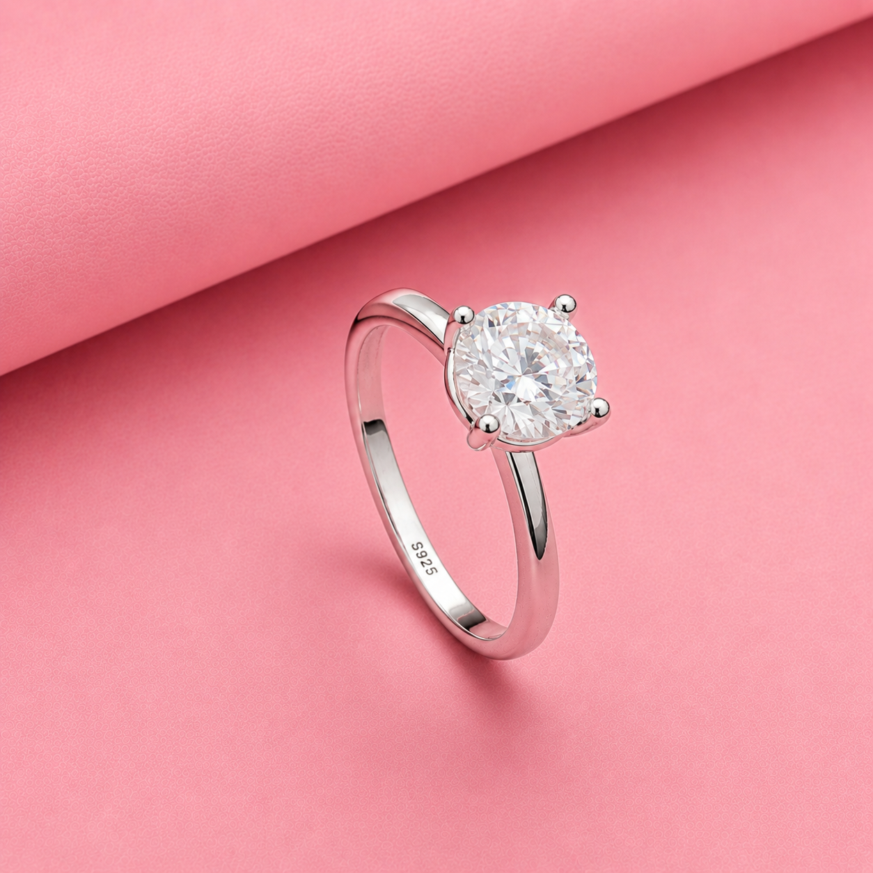 Solitaire Royal Love Silver Ring with Moissanite and Sterling Silver