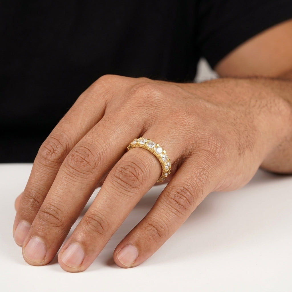 Mystic Cascade Loop Band Ring with Moissanite in Sterling Silver