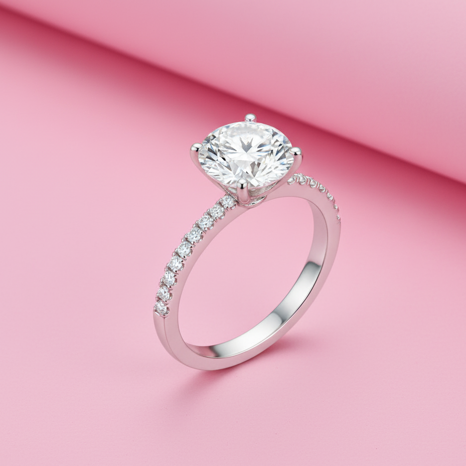 Parineeti Chopra inspired Round Brilliant Moissanite Ring