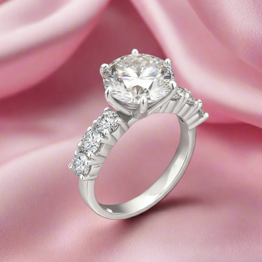 Alia Bhat inspired Engagement Ring in Sterling Silver with Moissanite