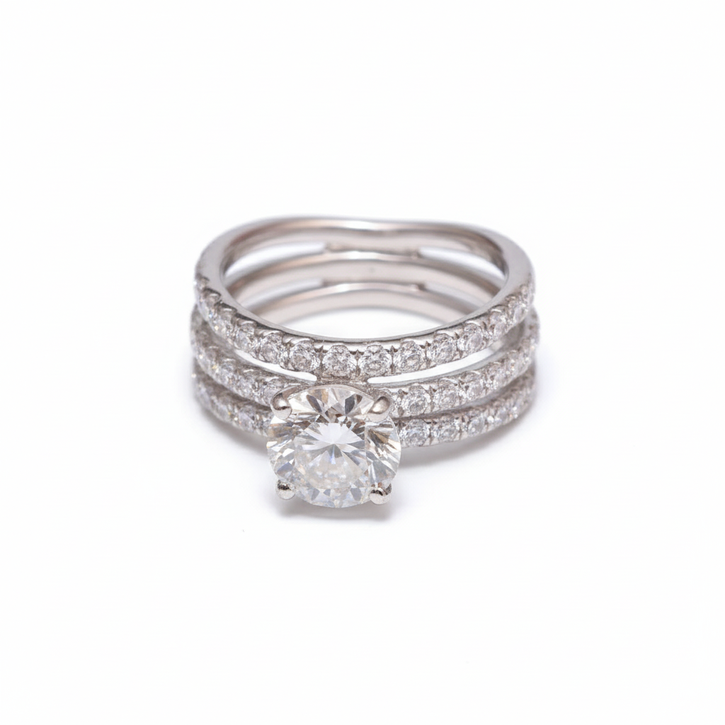 Sargun Mehta inspired Engagement Ring with Moissanite in Sterling Silver
