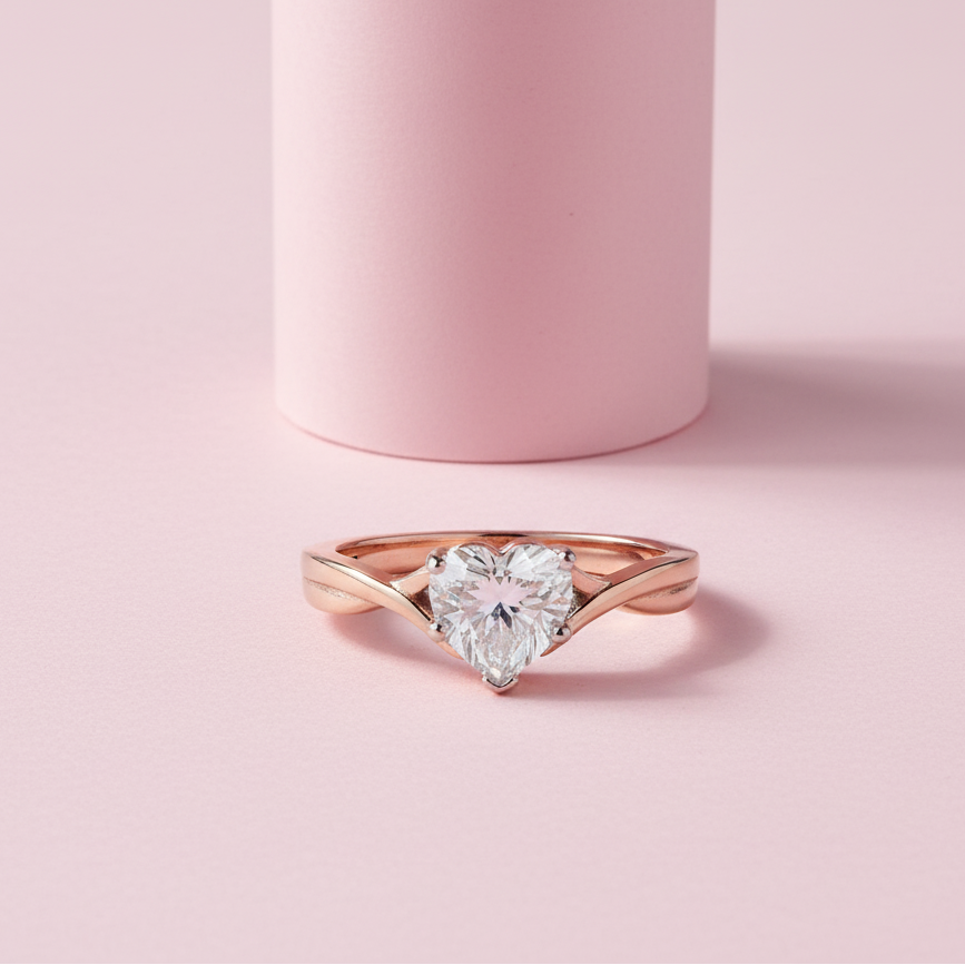 Heart Engagement Moissanite Ring with Moissanite and Sterling Silver