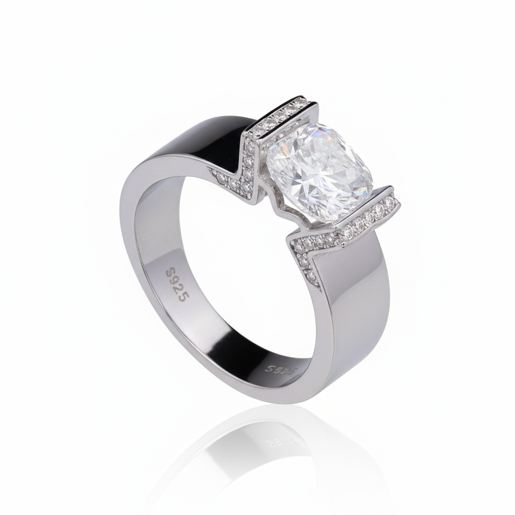 Starlit Crown Moissanite Solitaire Engagement Ring in 925 Silver