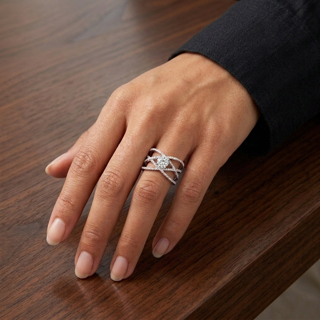 Star Eternity Band in Sterling Silver in Moissanite| 925 Silver