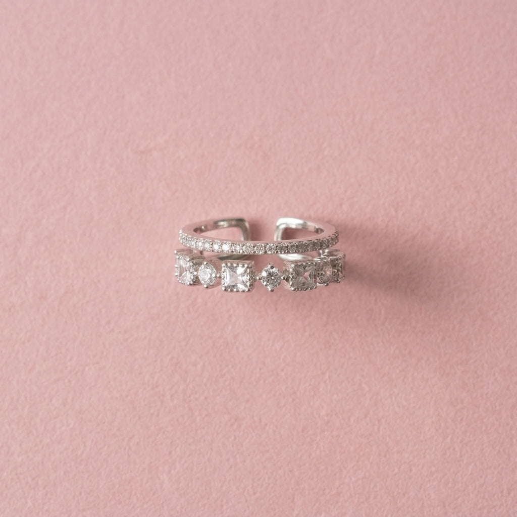 Aura Ring Band in Sterling SIlver with Moissanite