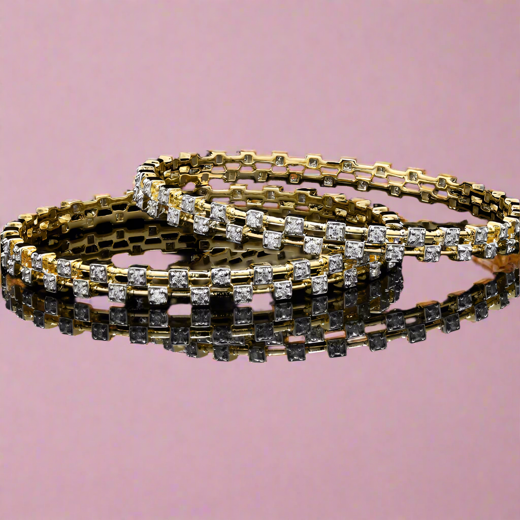 Aurora Gold Rhodium Bangles in Sterling Silver with Moissanite