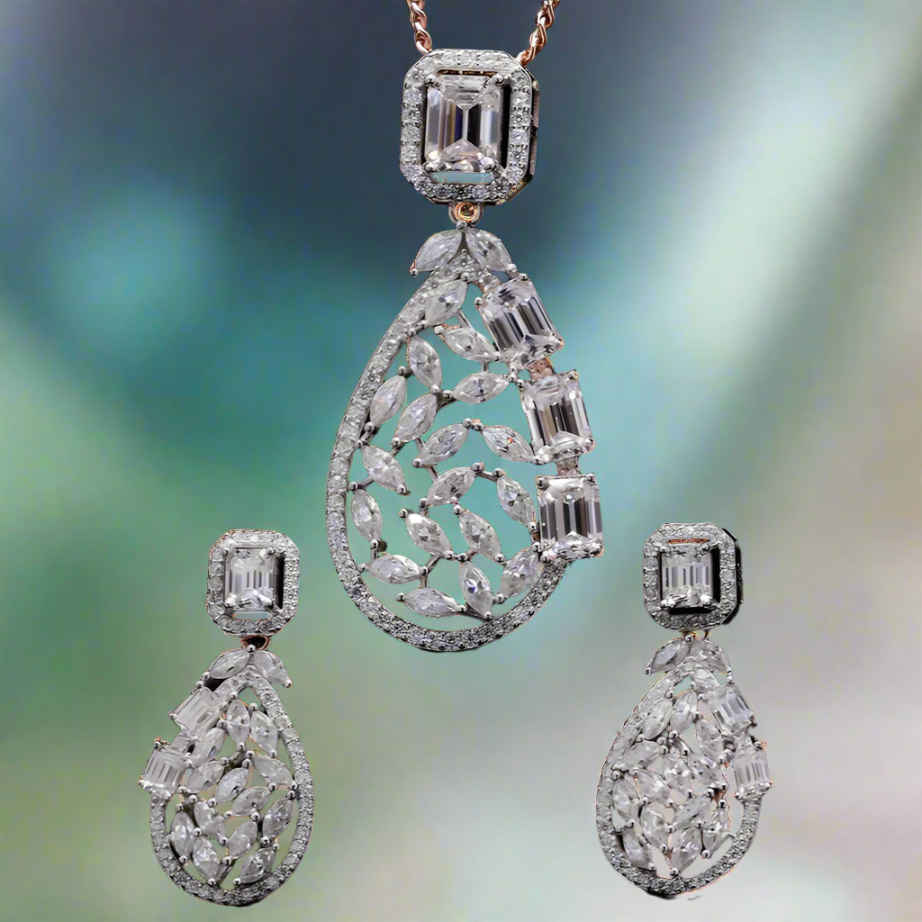 Designer Moissanite Pendant Set for Wedding Jewelry
