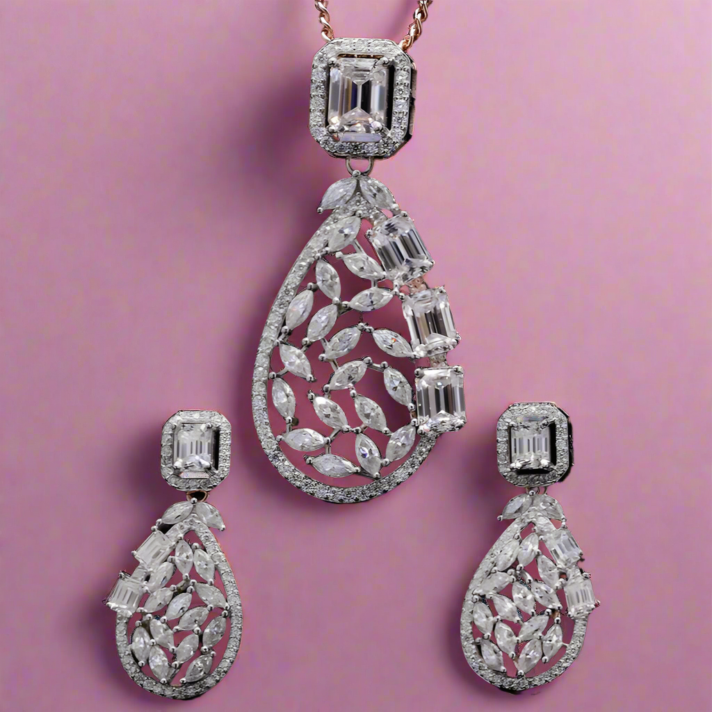 Designer Moissanite Pendant Set for Wedding Jewelry