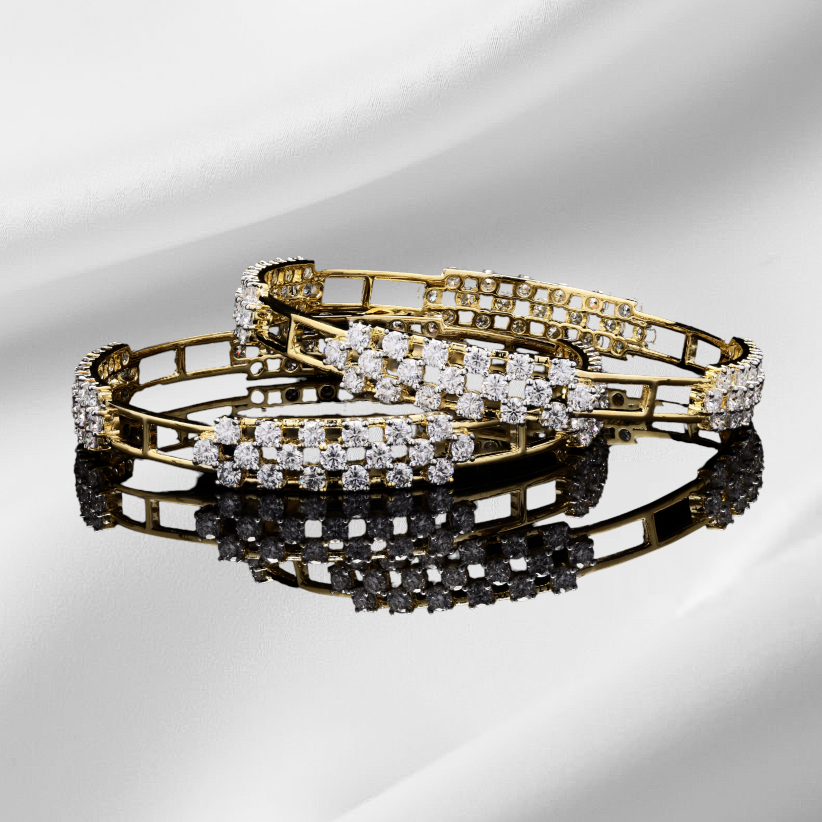 Regal Spark Moissanite Bangles in Sterling Silver