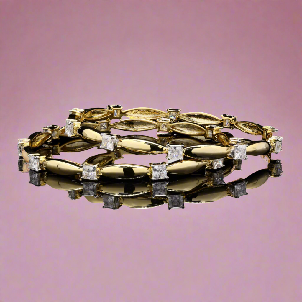 Gold Rhodium Plated Silver Moissanite Bangles