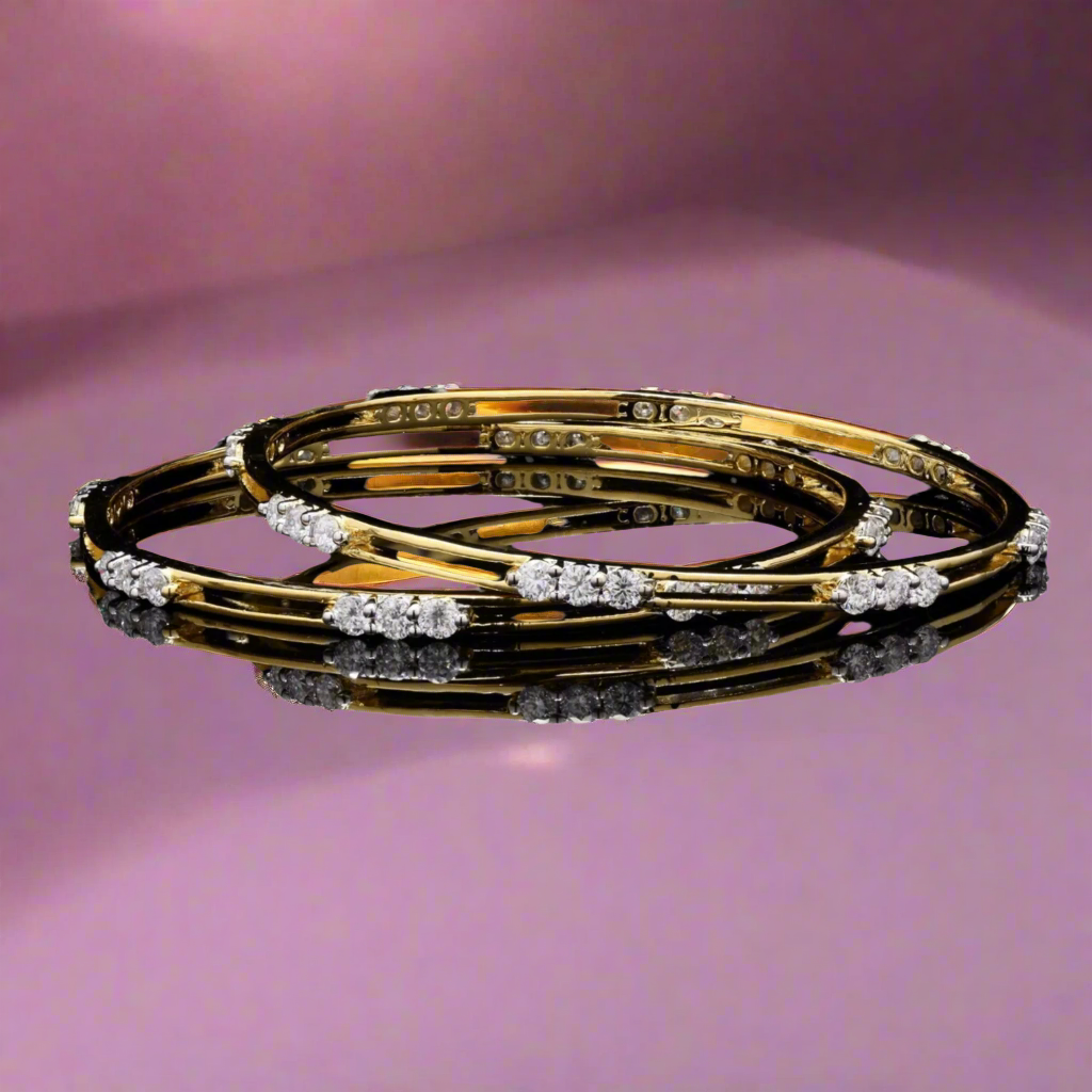 925 Silver Gold Rhodium Moissanite Bangles