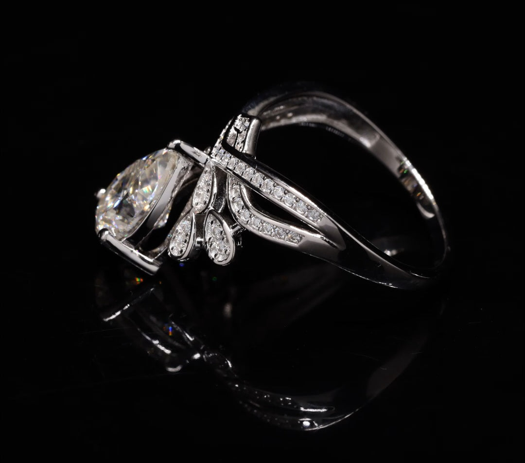 Pear Cut Crown Engagement Ring