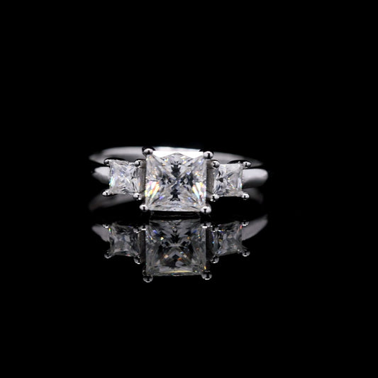 3 stone Princess cut Engagement Ring