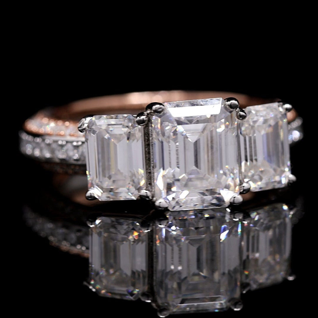 3 stone Emerald cut Ring