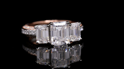 3 stone Emerald cut Ring