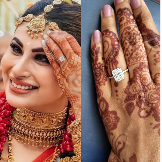 Mouni Roy inspired Emerald Cut Engagement Ring