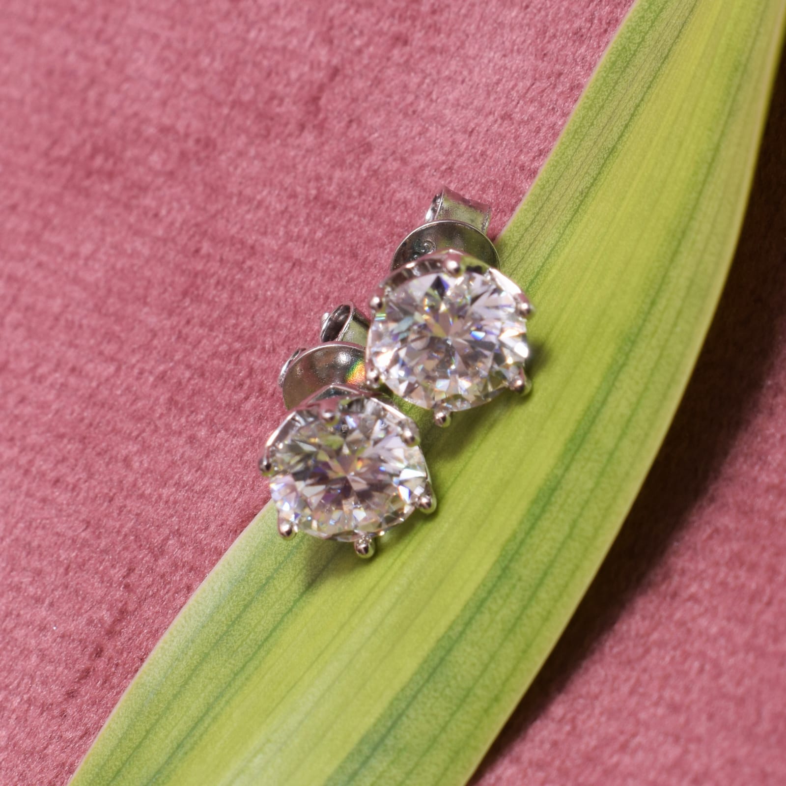 Crystal Orbit Round Silver Studs, 7 Carat