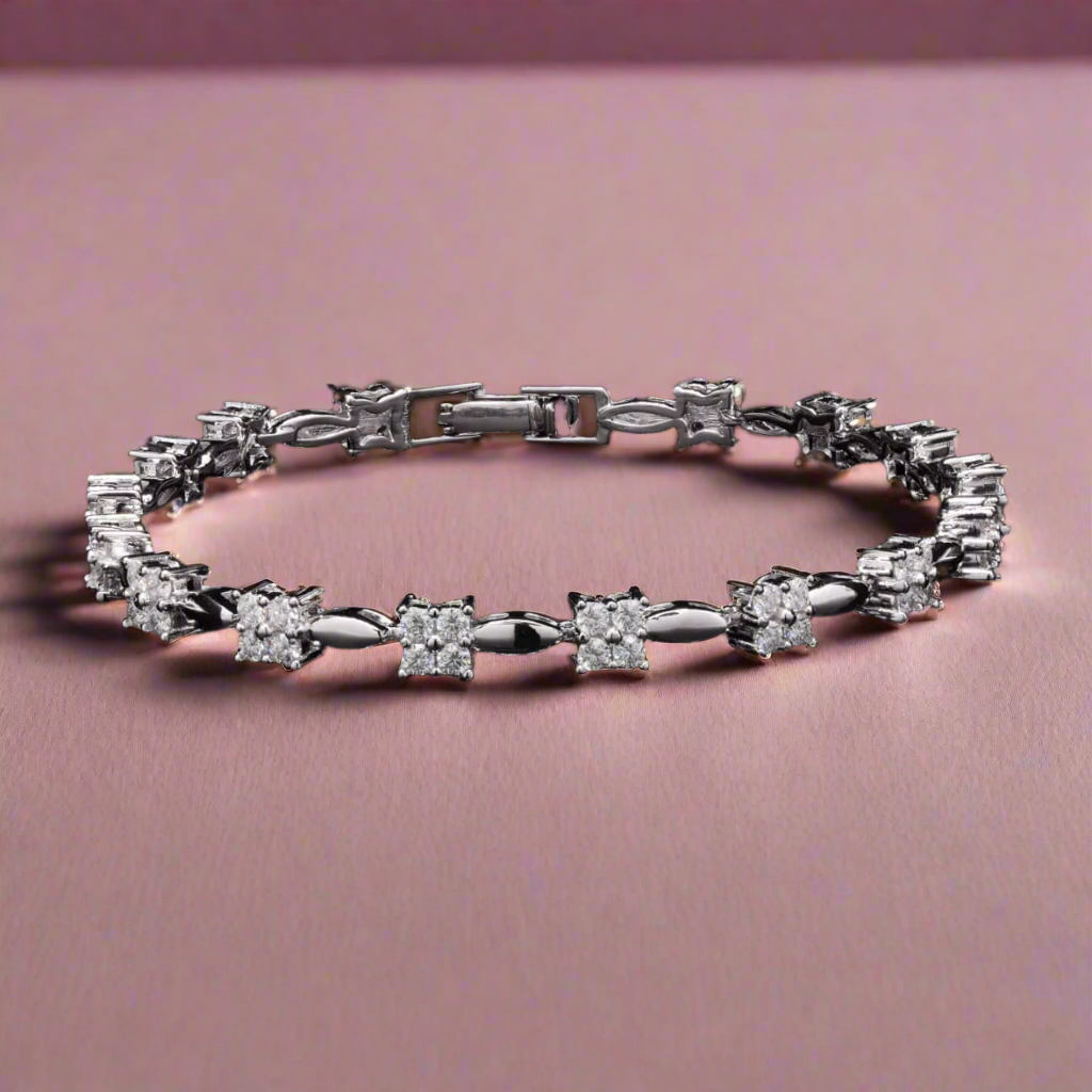 Starlight Strand Silver Moissanite Bracelet for a Date