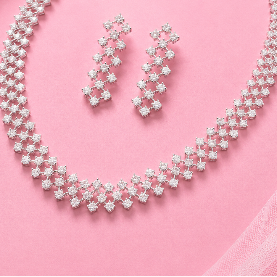 Shimmer Dot Moissanite Necklace in Sterling Silver
