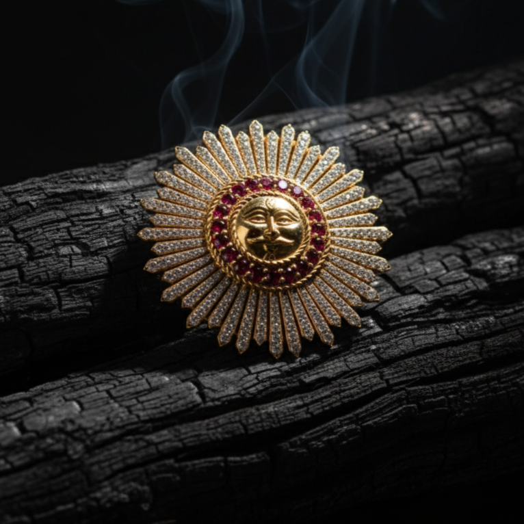 Heritage Sun Moissanite Brooch Inspired by Padmanabh Singh — Jaipur Royal Edit
