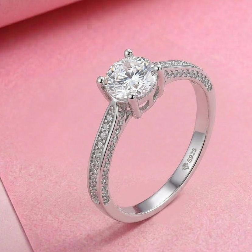 4 Prong Silver Moissanite Wedding Ring