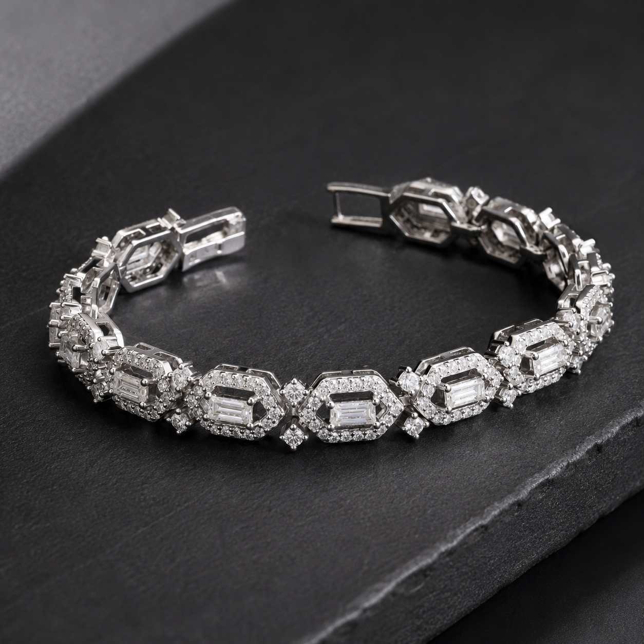 Vintage Luxe Moissanite Bracelet in 925 Silver for Women