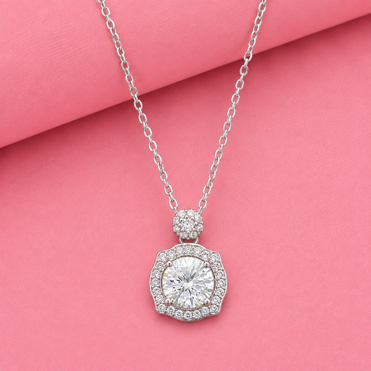 Blossom Bliss Moissanite Pendant in Sterling Silver
