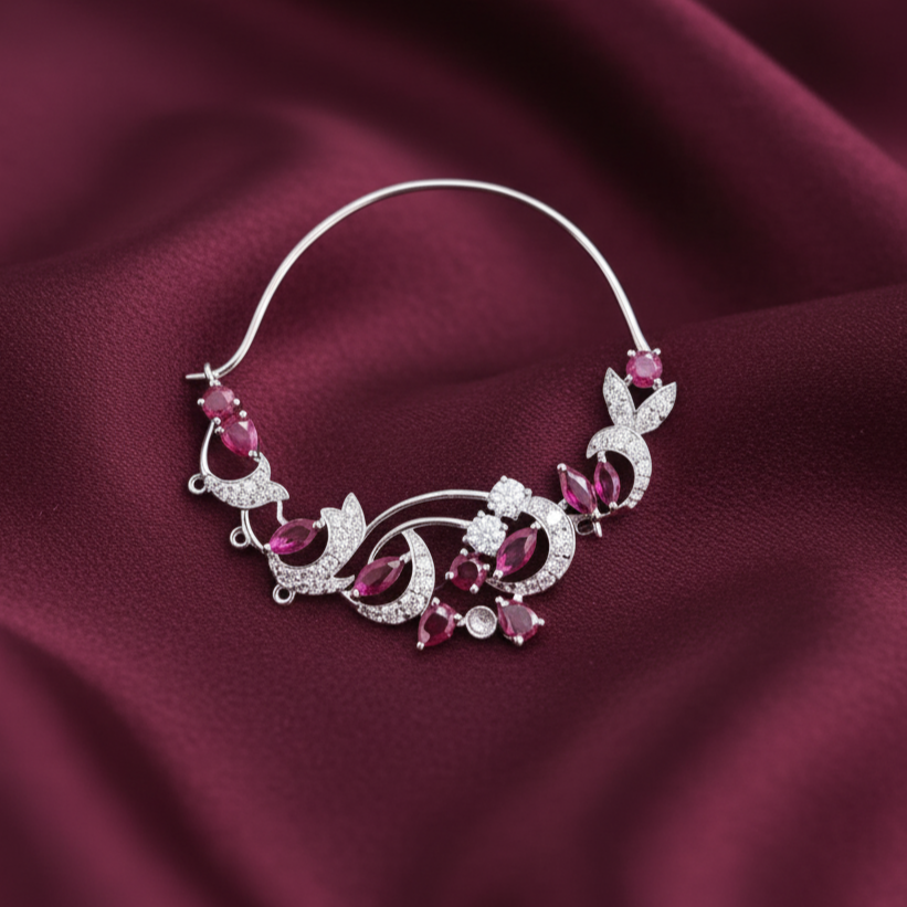 Traditional Silver with Moissanite Nath