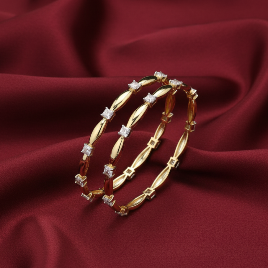 Gold Rhodium Plated Silver Moissanite Bangles