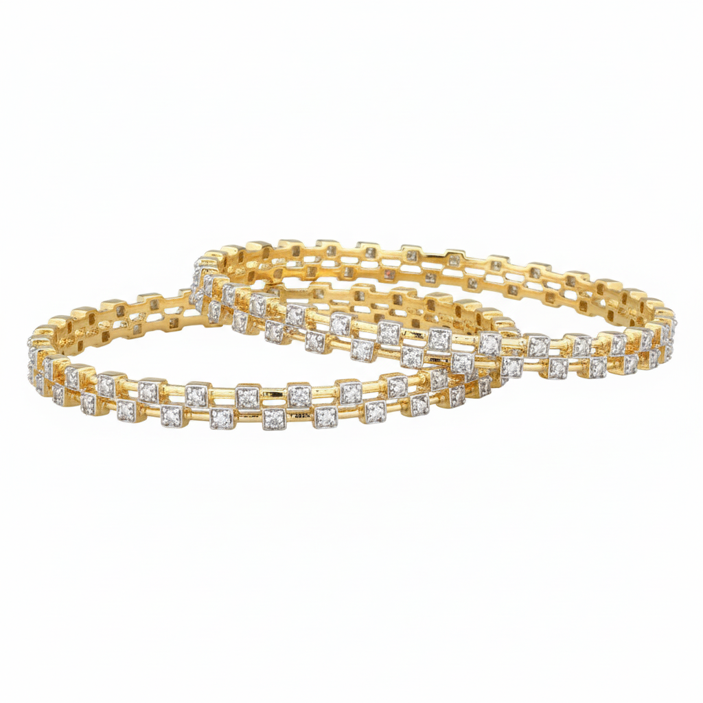 Aurora Gold Rhodium Bangles in Sterling Silver with Moissanite