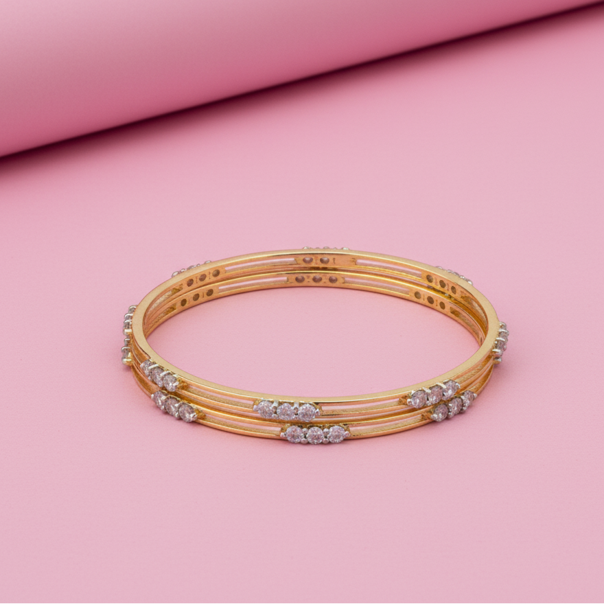 925 Silver Gold Rhodium Moissanite Bangles