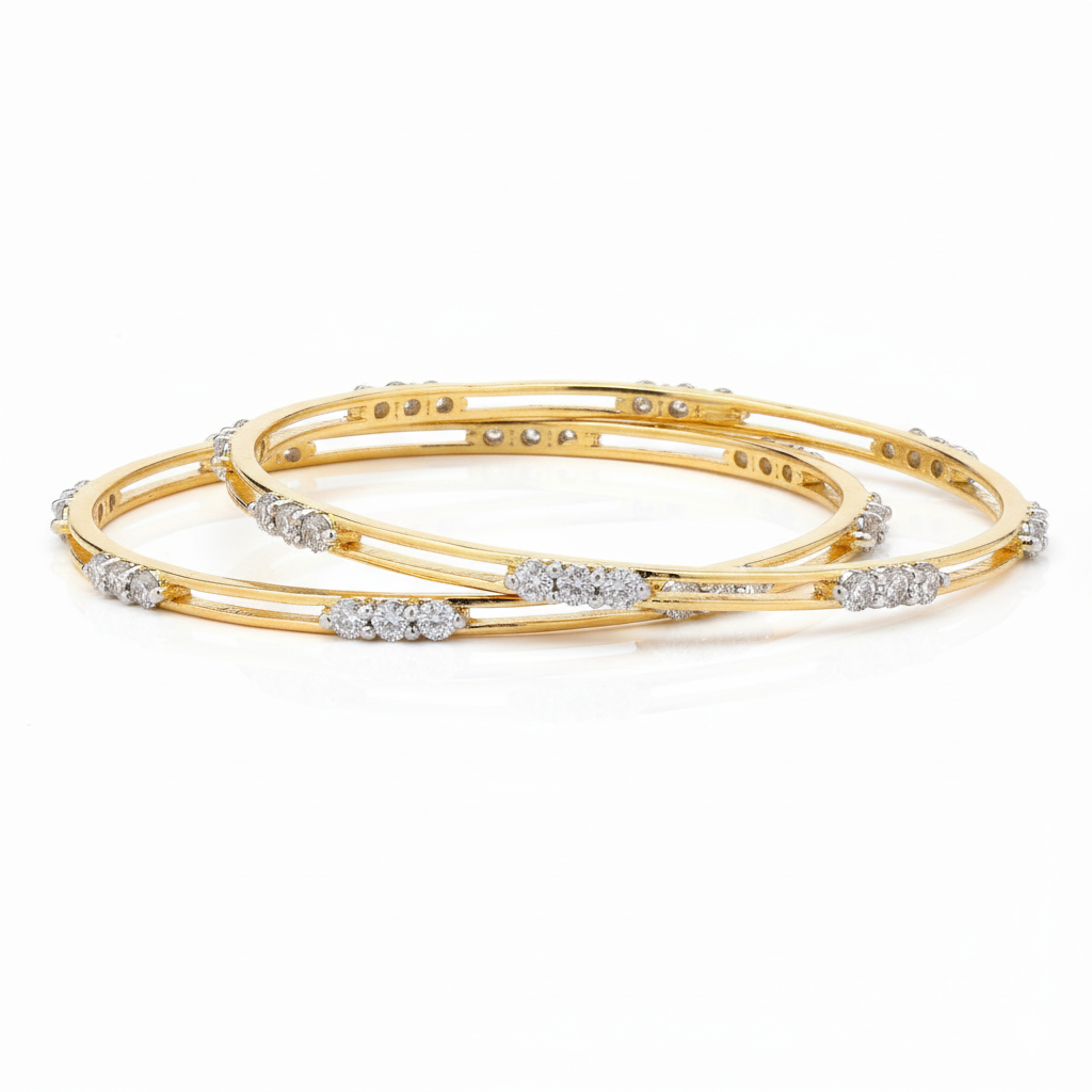 925 Silver Gold Rhodium Moissanite Bangles