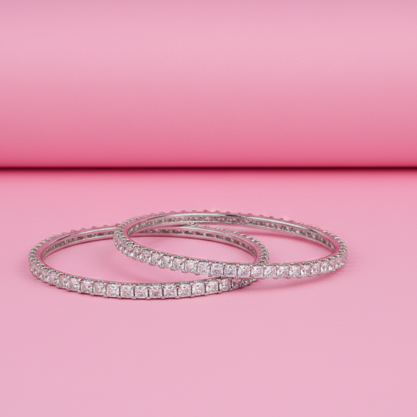 Sterling Silver Moissanite Bangles for daily wear
